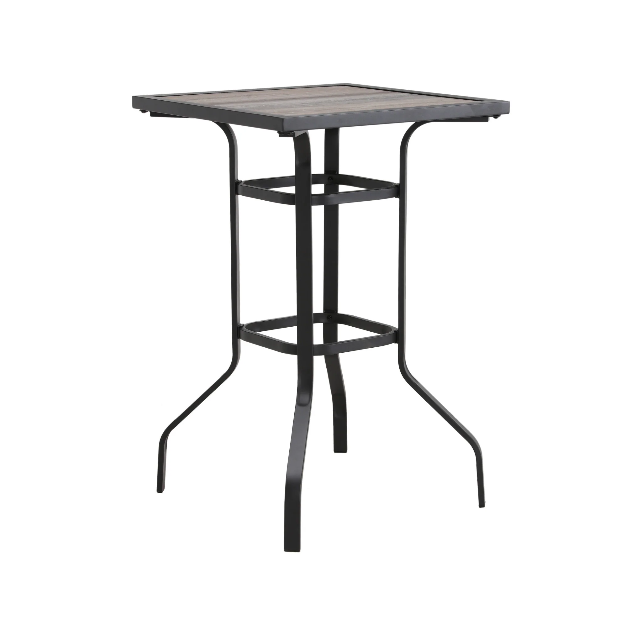 Brown and Black Square Metal Outdoor Bistro Table By Homeroots - Image 4