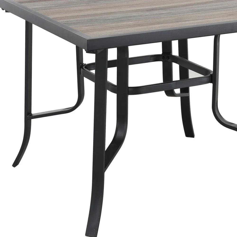 Brown and Black Square Metal Outdoor Dining Table By Homeroots - Image 2