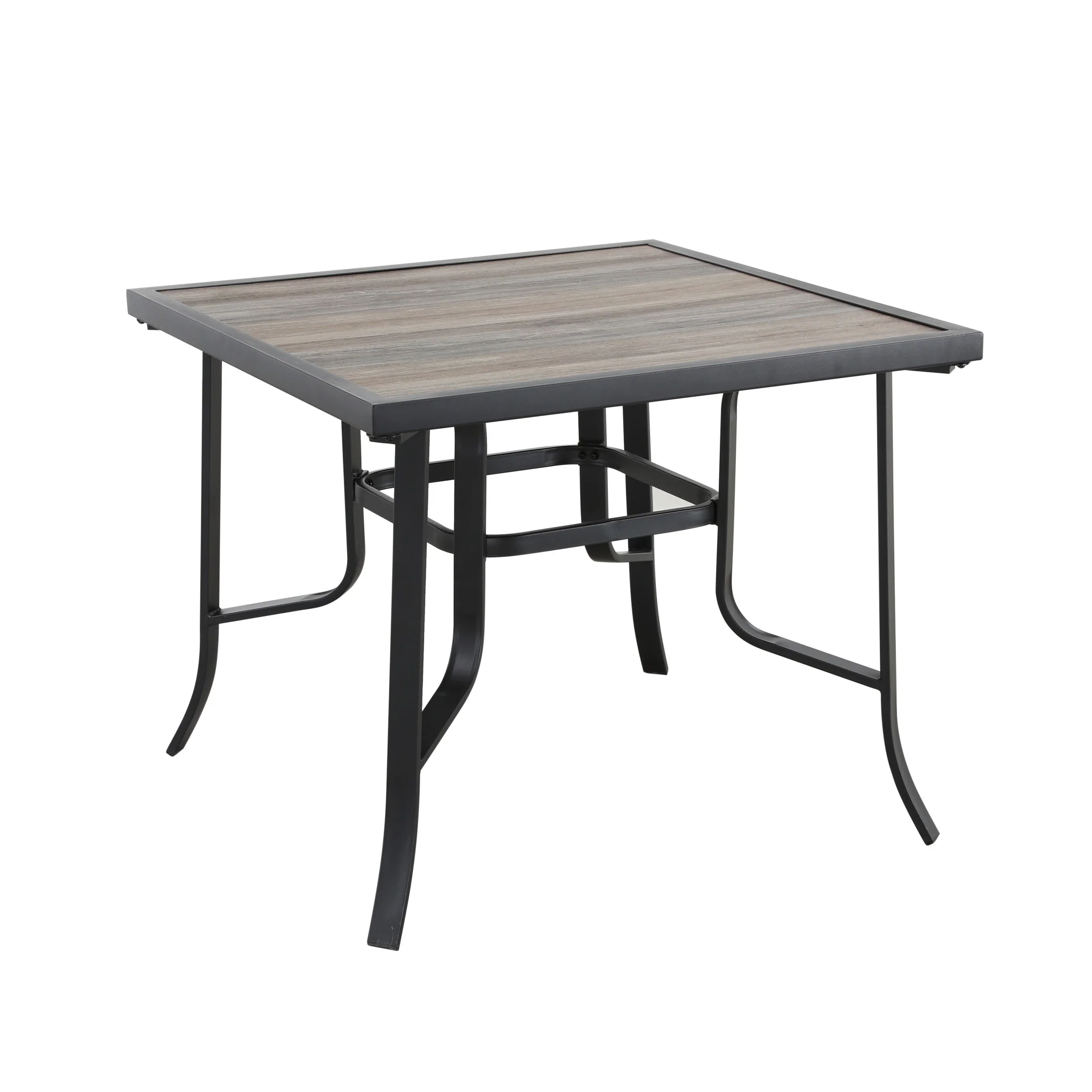 Brown and Black Square Metal Outdoor Dining Table By Homeroots - Image 5