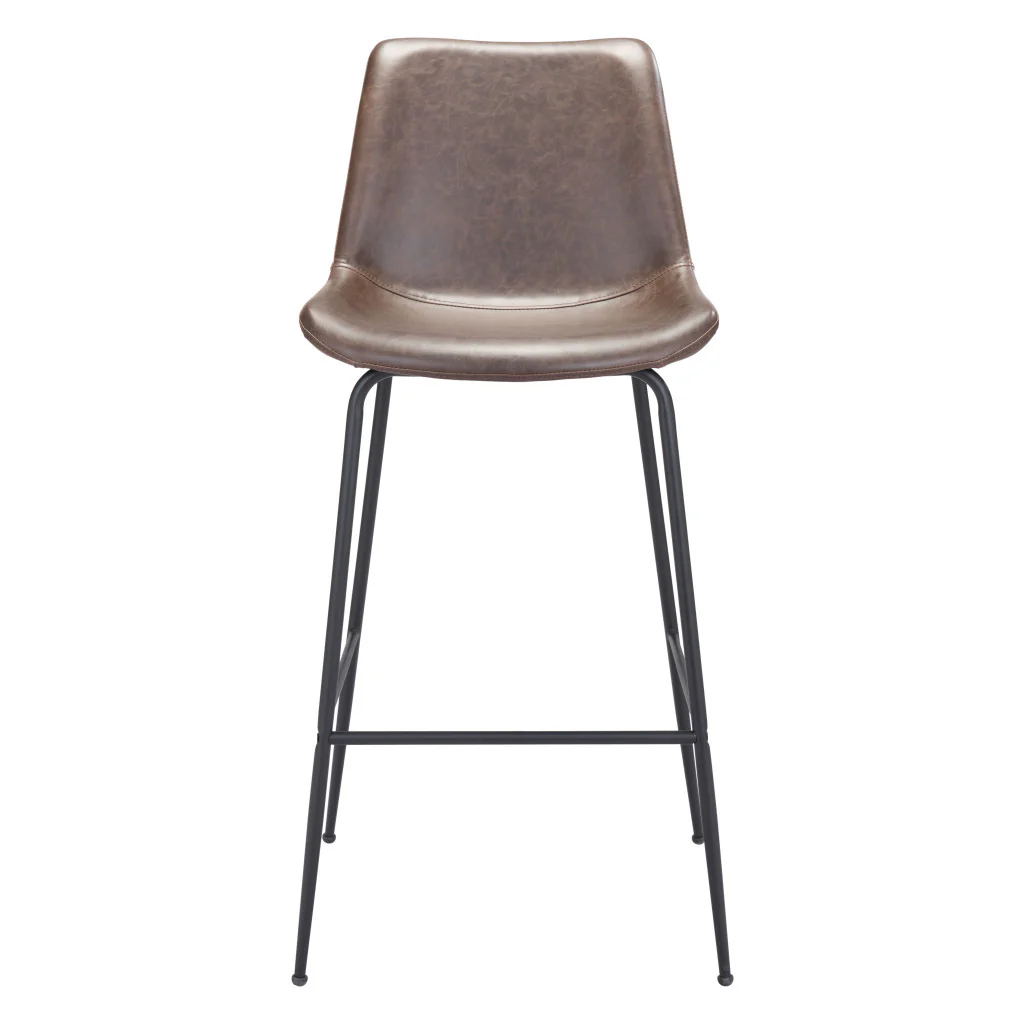 Brown and Black Steel Low Back Bar Height Bar Chair By Homeroots - Image 2