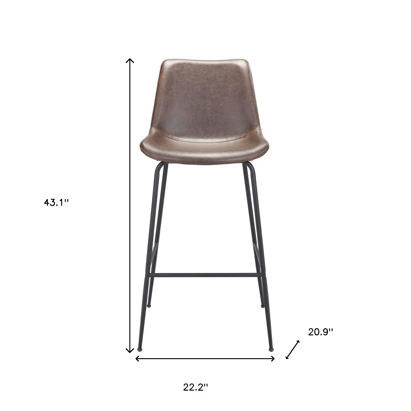 Brown and Black Steel Low Back Bar Height Bar Chair By Homeroots - Image 3