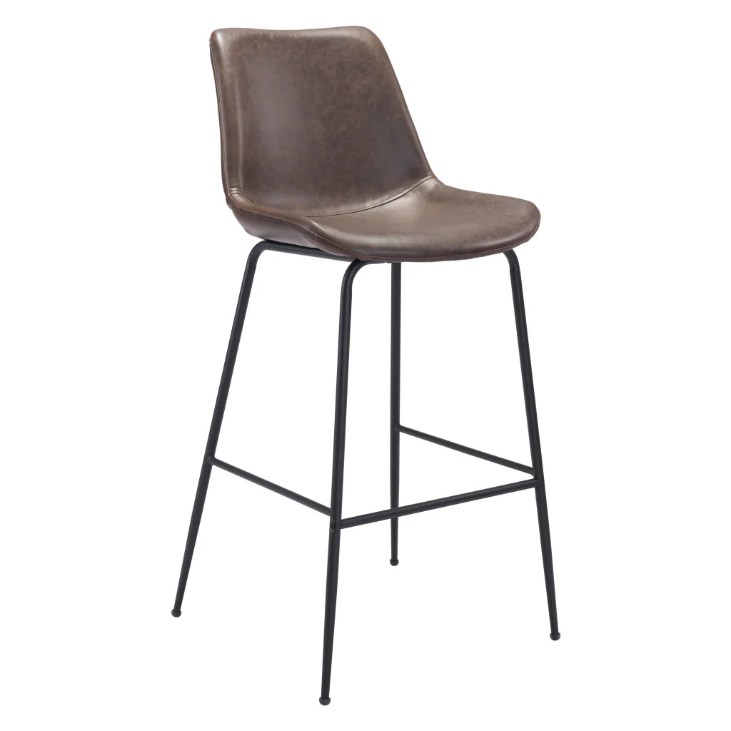 Brown and Black Steel Low Back Bar Height Bar Chair By Homeroots - Image 4