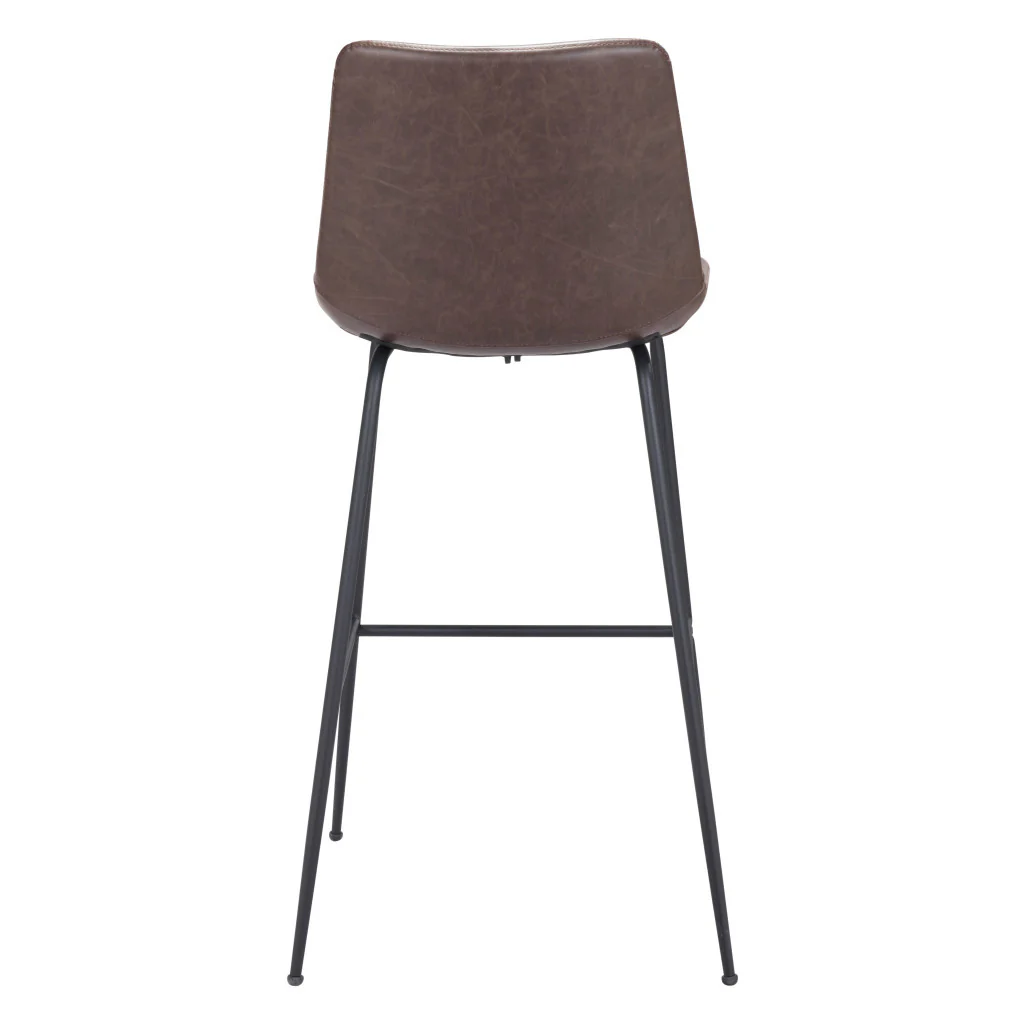Brown and Black Steel Low Back Bar Height Bar Chair By Homeroots - Image 5