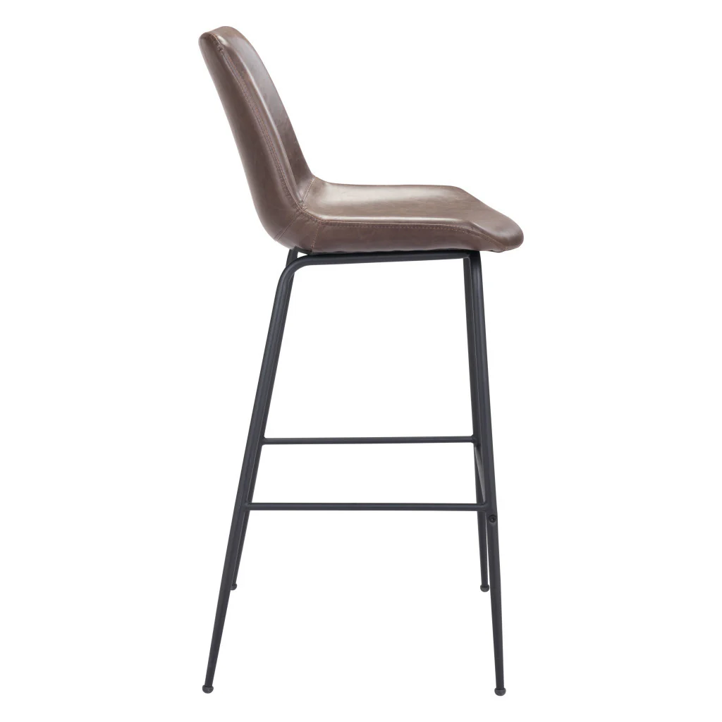 Brown and Black Steel Low Back Bar Height Bar Chair By Homeroots - Image 6