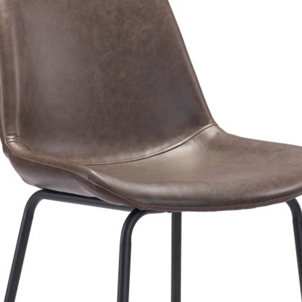 Brown and Black Steel Low Back Bar Height Bar Chair By Homeroots - Image 7
