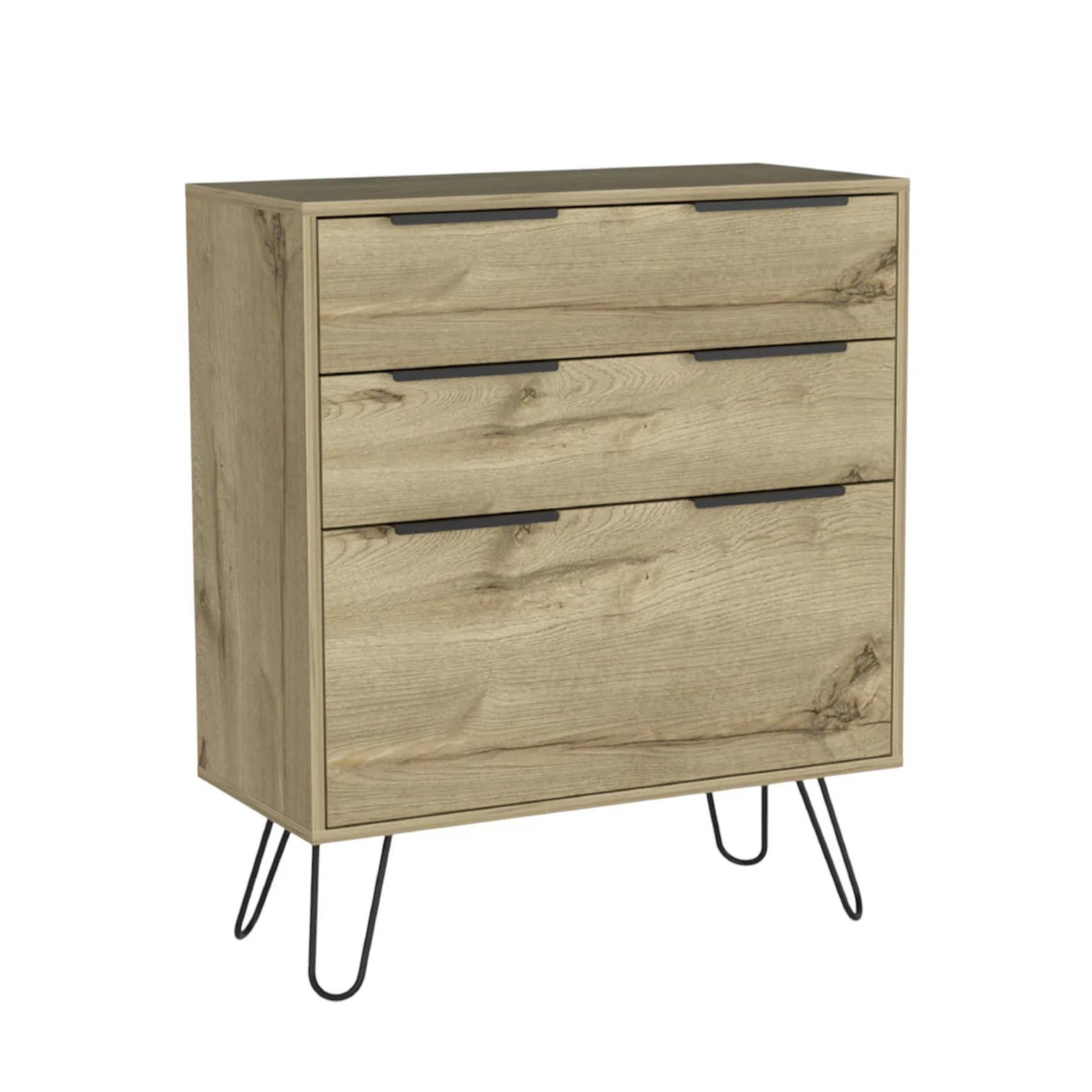Brown and Black Three Drawer Dresser By Homeroots - Image 3