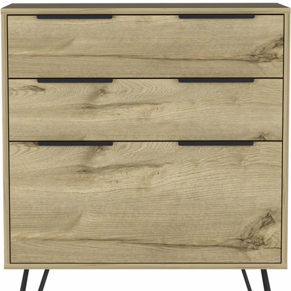 Brown and Black Three Drawer Dresser By Homeroots - Image 5