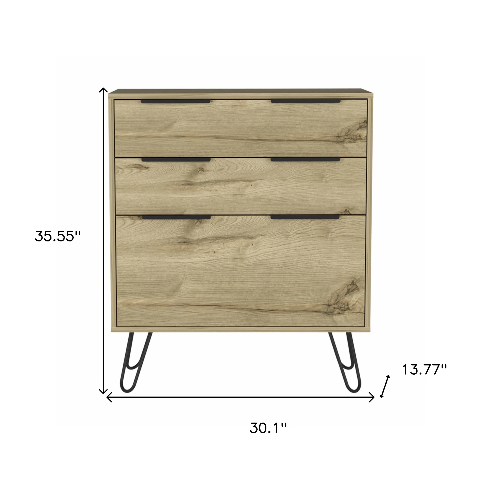 Brown and Black Three Drawer Dresser By Homeroots - Image 8