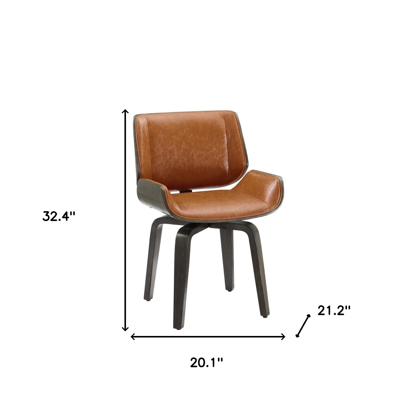 Brown And Black Upholstered Faux Leather Curved Back Dining Side Chair By Homeroots - Image 8
