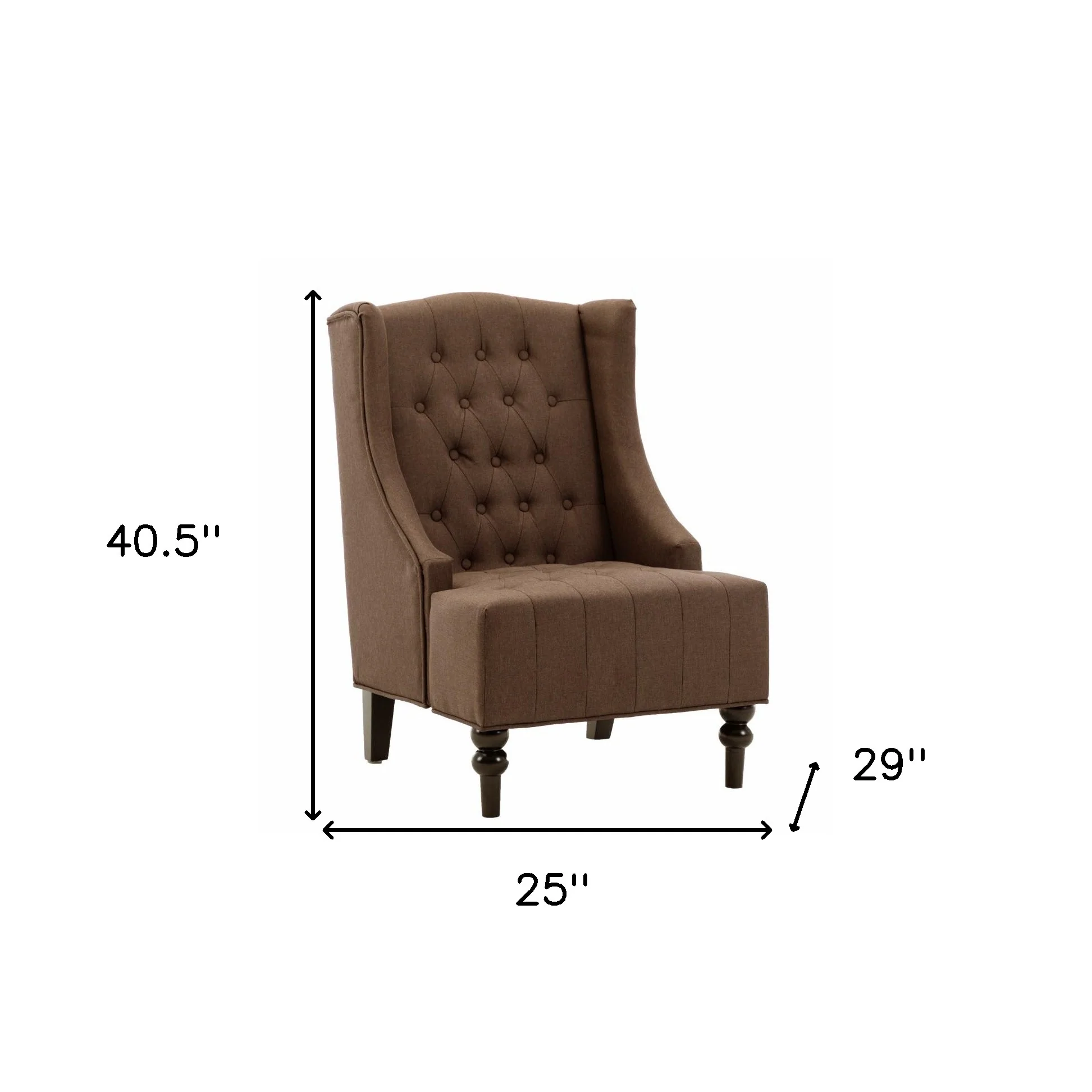 Brown and Black Velvet Tufted Wingback Chair By Homeroots - Image 5