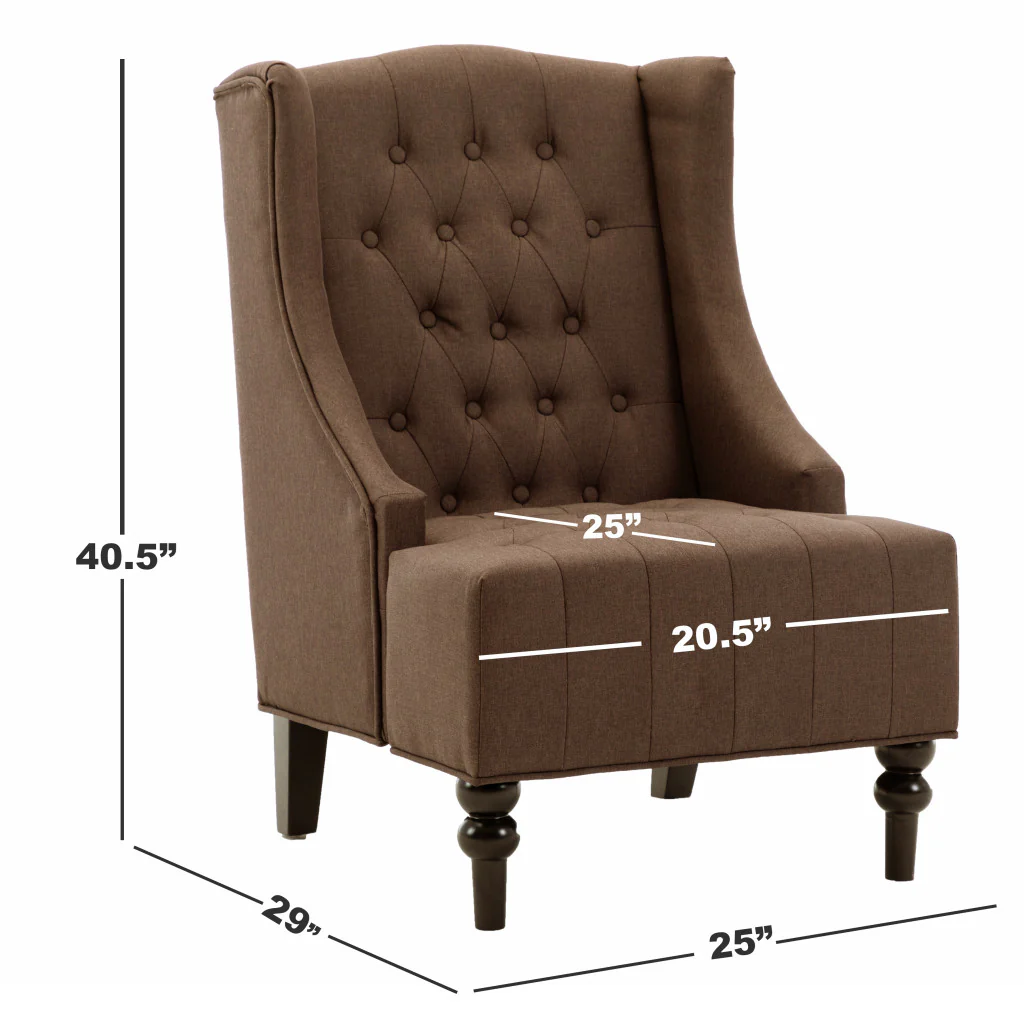 Brown and Black Velvet Tufted Wingback Chair By Homeroots - Image 6