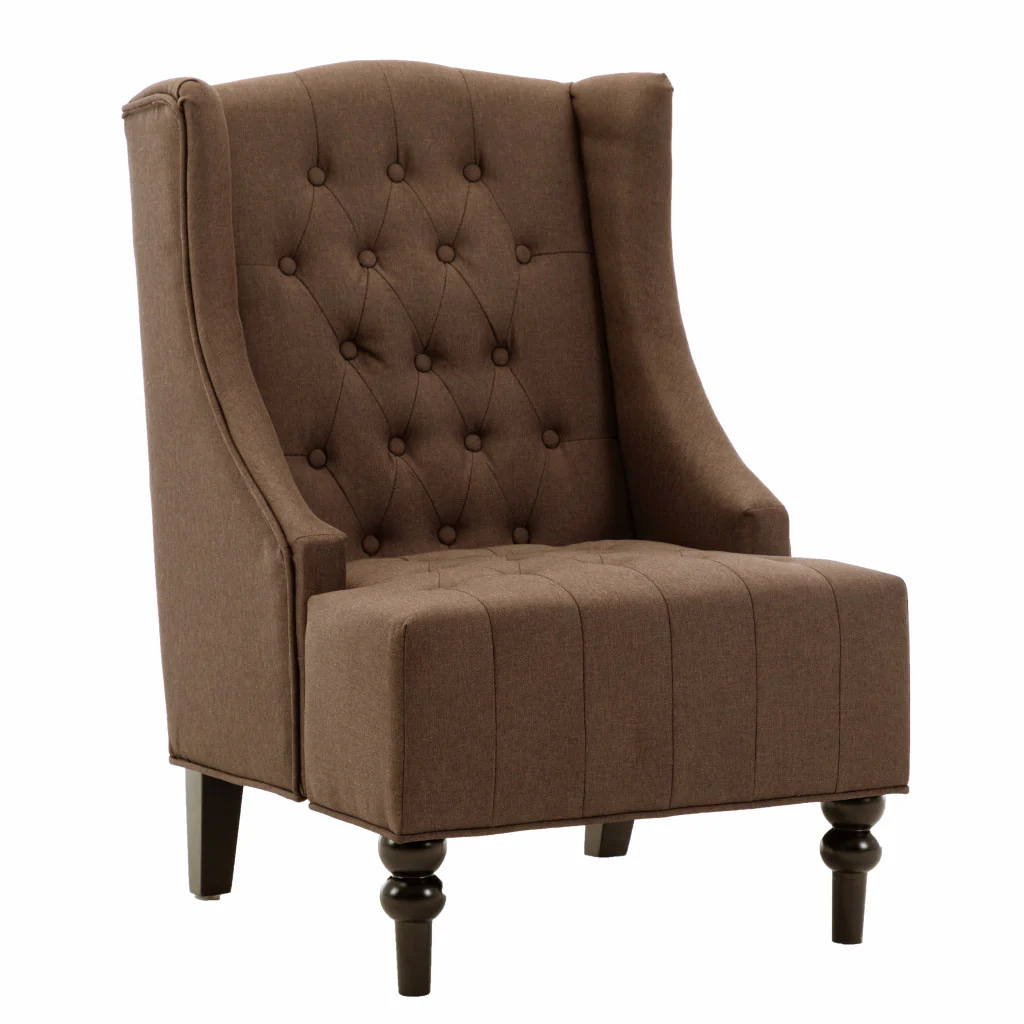 Brown and Black Velvet Tufted Wingback Chair By Homeroots - Image 7