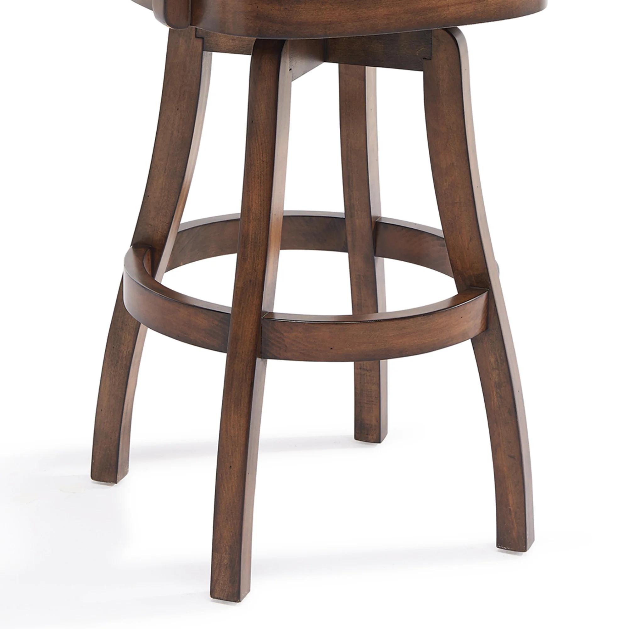 Brown And Chestnut Faux Leather And Solid Wood Swivel Counter Height Bar Chair By Homeroots - Image 5
