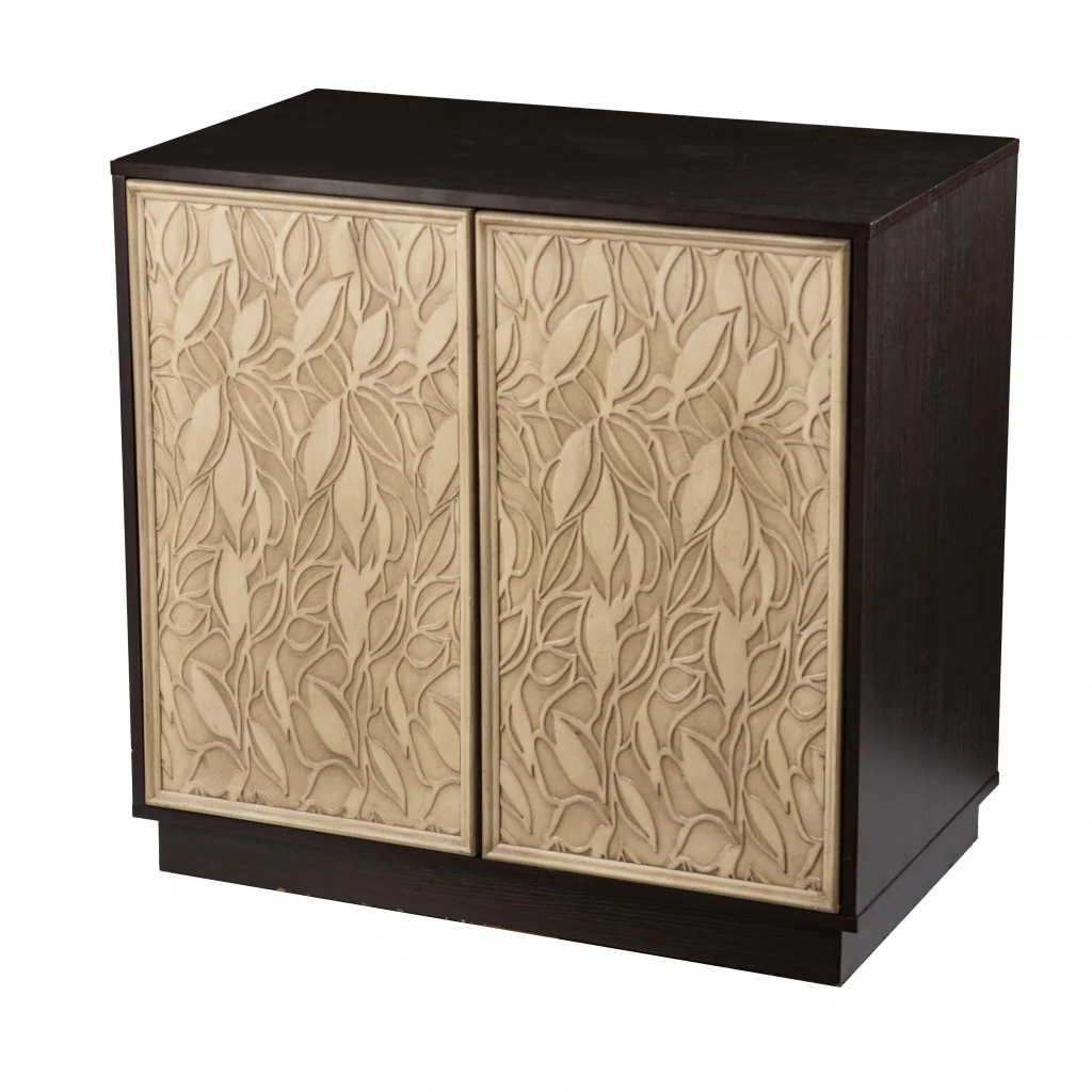 Brown And Cream Sculptural Leaf Accent Storage Cabinet By Homeroots - Image 2
