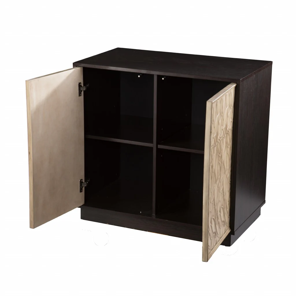 Brown And Cream Sculptural Leaf Accent Storage Cabinet By Homeroots - Image 6