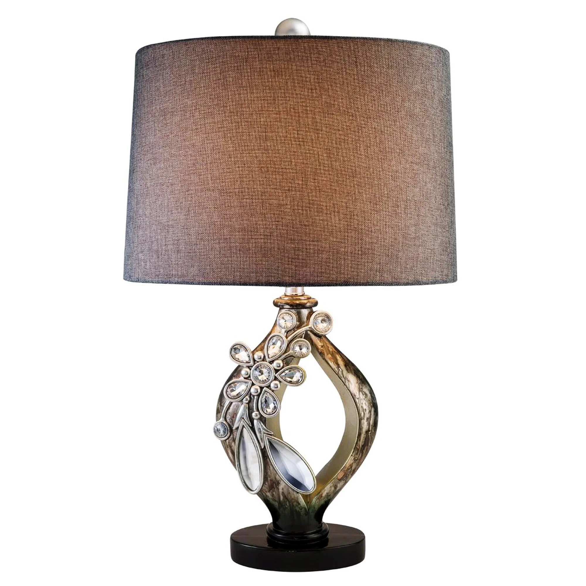 Brown and Gold Faux Crystal Glam Accent Table Lamp By Homeroots - Image 2