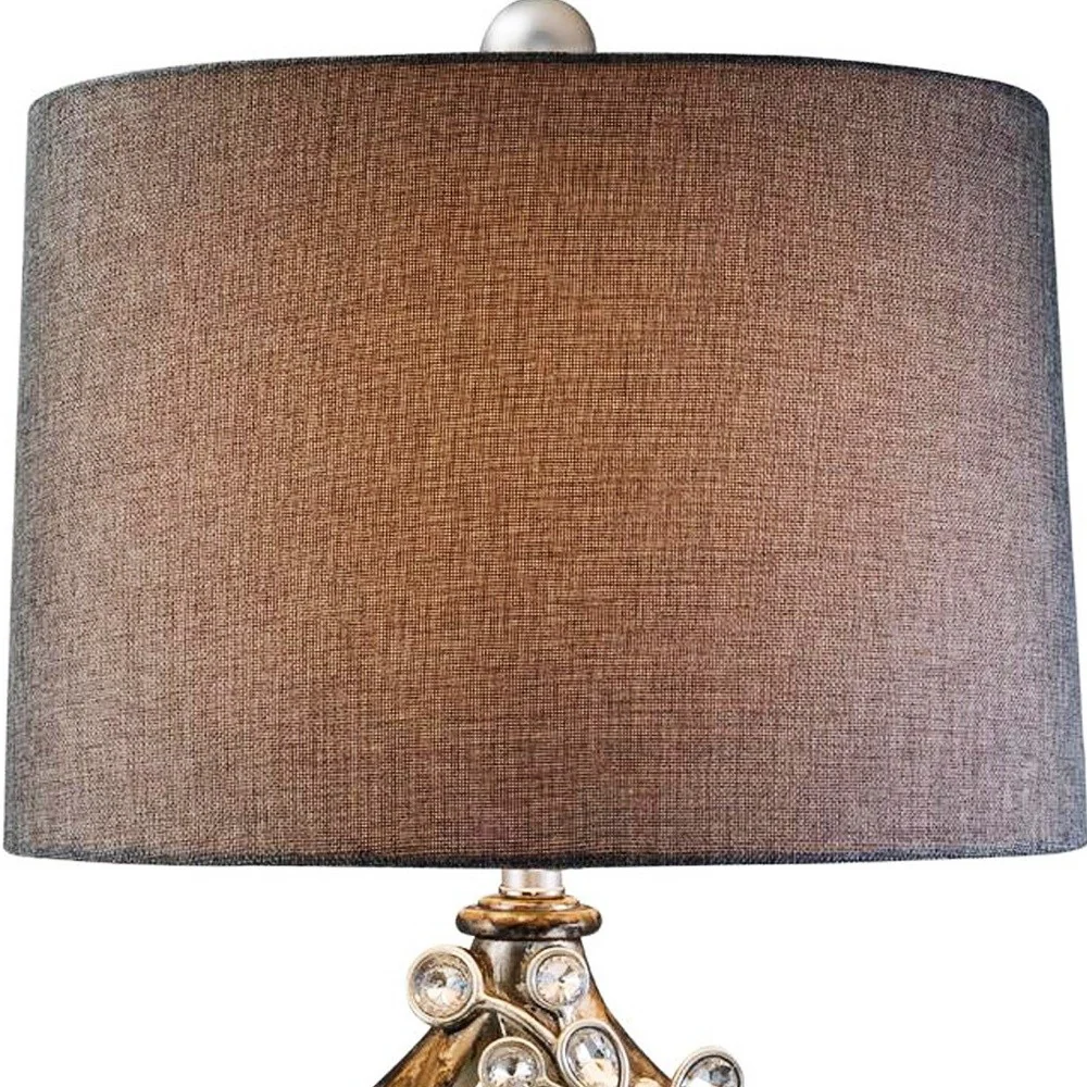 Brown and Gold Faux Crystal Glam Accent Table Lamp By Homeroots - Image 3