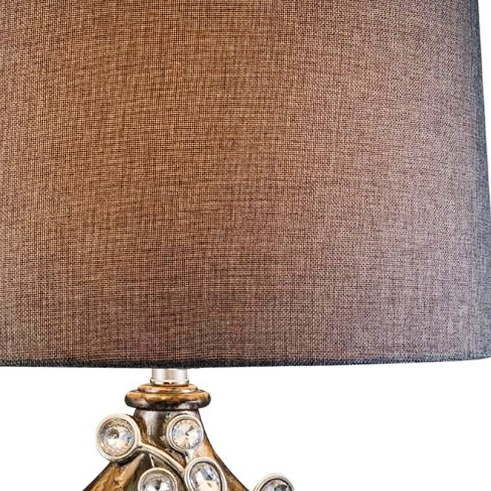 Brown and Gold Faux Crystal Glam Accent Table Lamp By Homeroots - Image 4