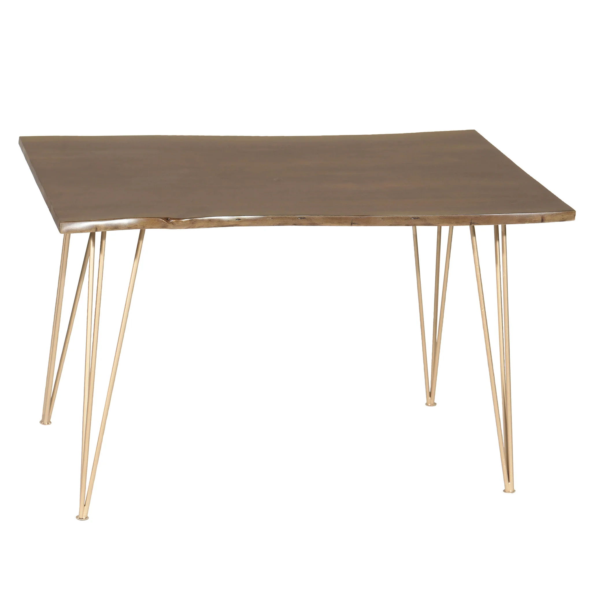 Brown And Gold Solid Wood And Iron Dining Table By Homeroots - Image 2