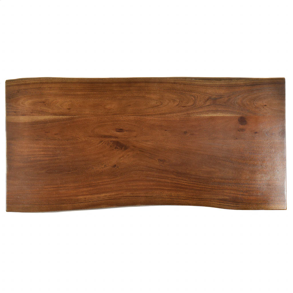 Brown And Gold Solid Wood And Iron Dining Table By Homeroots - Image 3