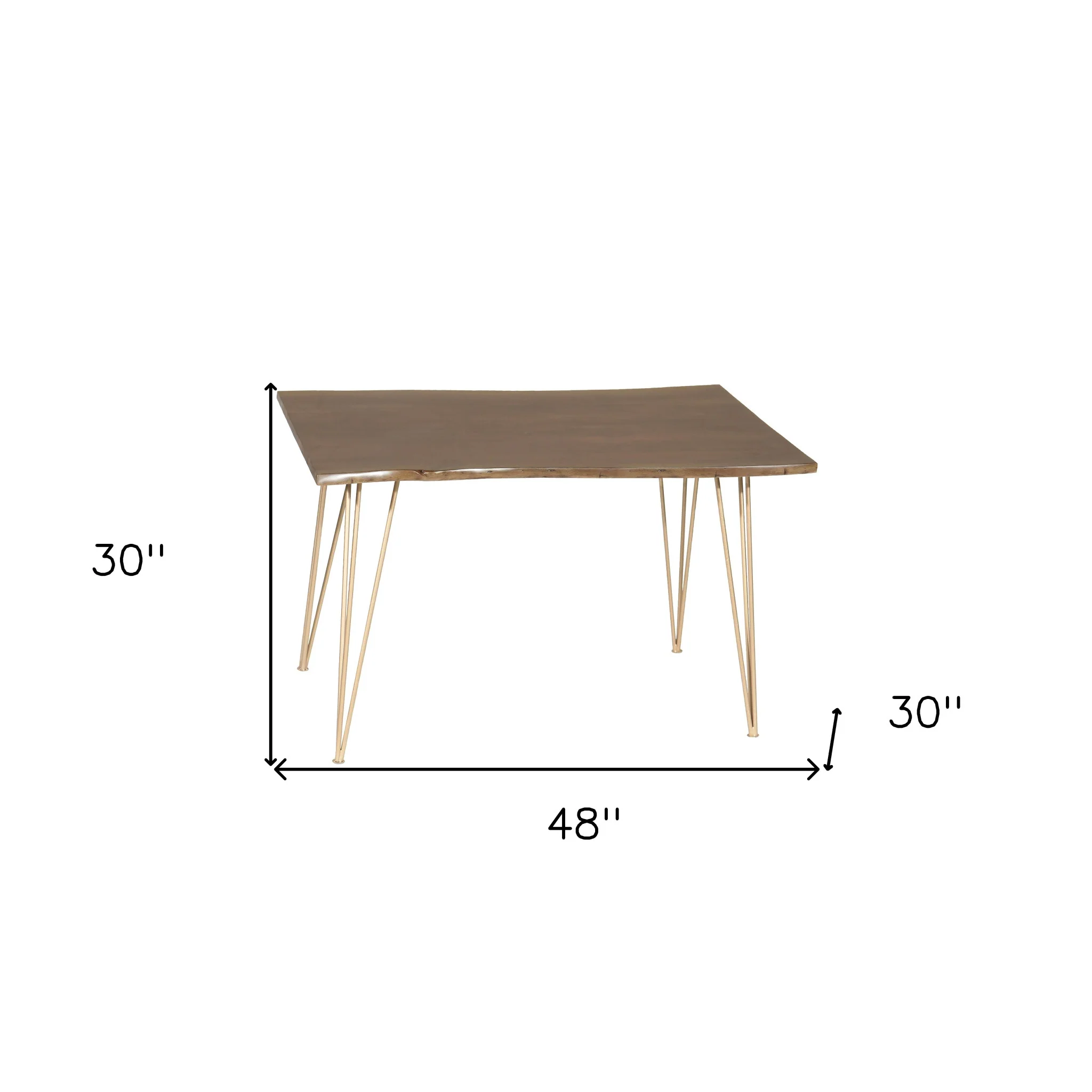 Brown And Gold Solid Wood And Iron Dining Table By Homeroots - Image 5