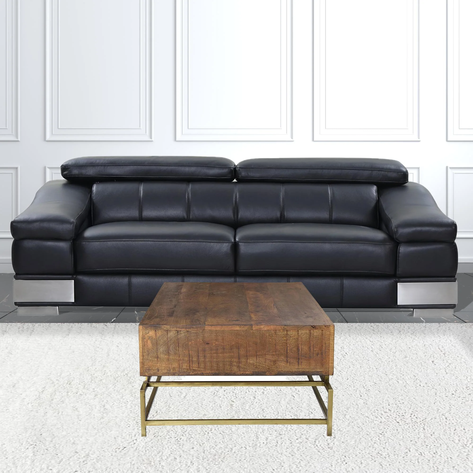 Brown and Gold Storage Coffee Table By Homeroots - Image 2
