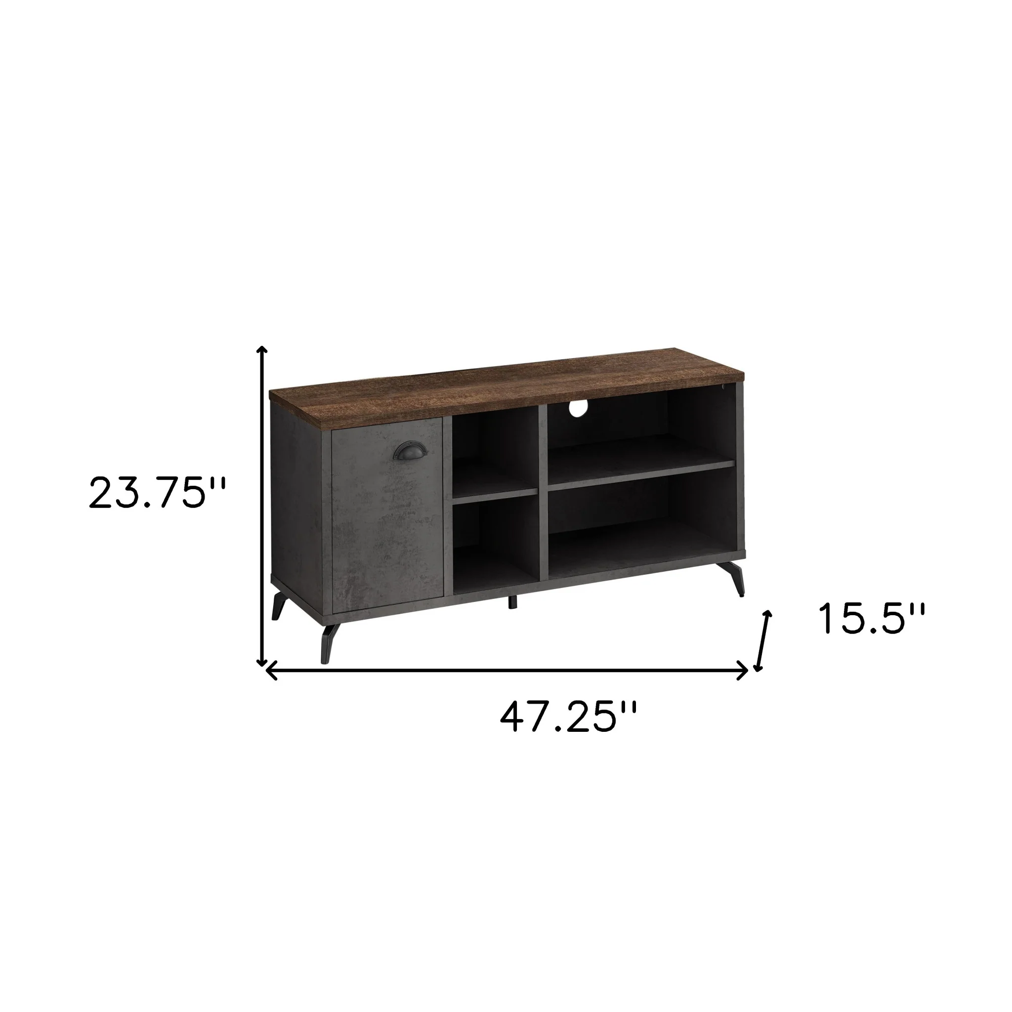 Brown And Gray Distressed Reclaimed Wood Enclosed and Open Storage TV Stand By Homeroots - Image 5
