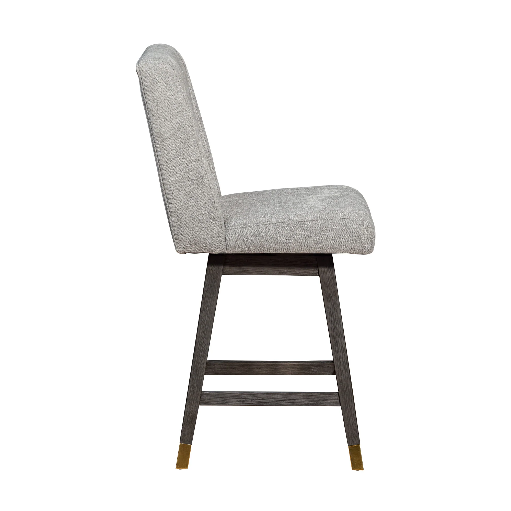 Brown and Gray Fabric and Solid Wood Counter Height Swivel Bar Chair By Homeroots - Image 5