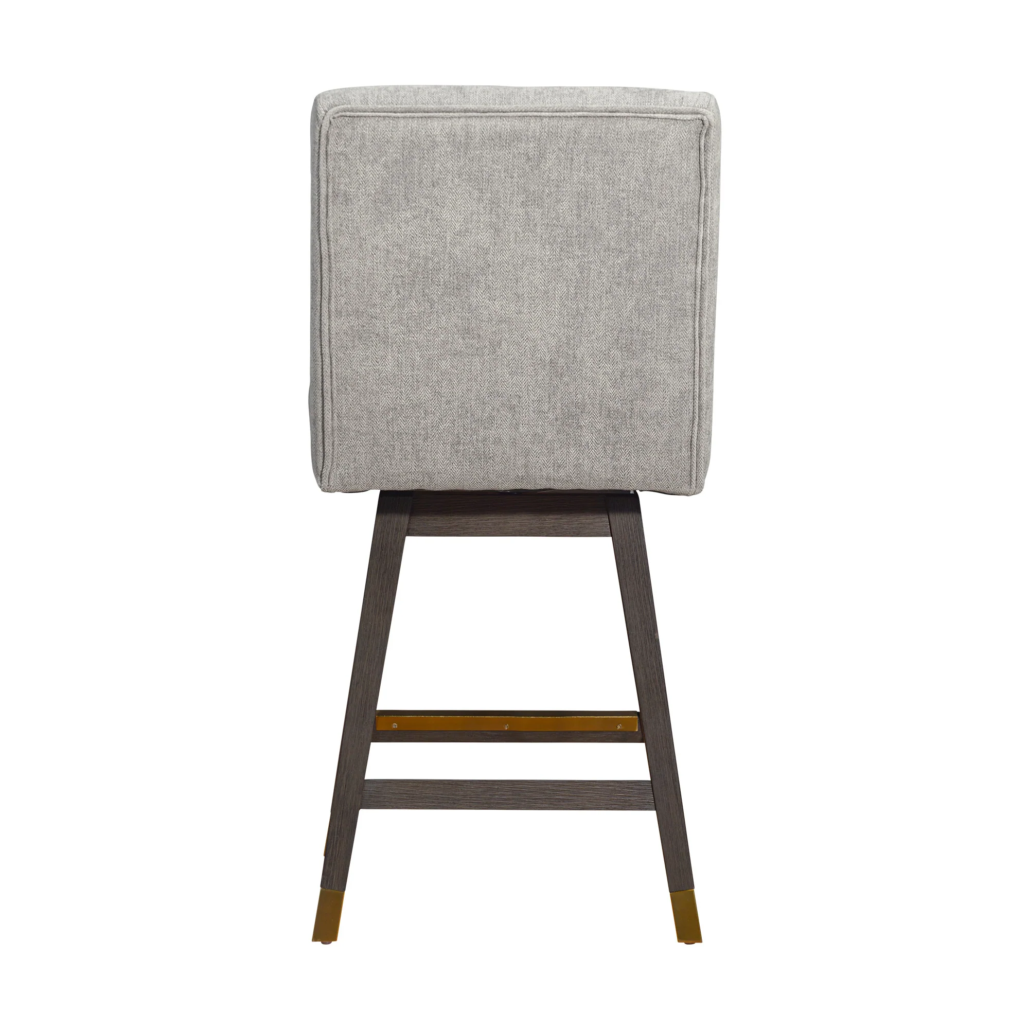 Brown and Gray Fabric and Solid Wood Counter Height Swivel Bar Chair By Homeroots - Image 8