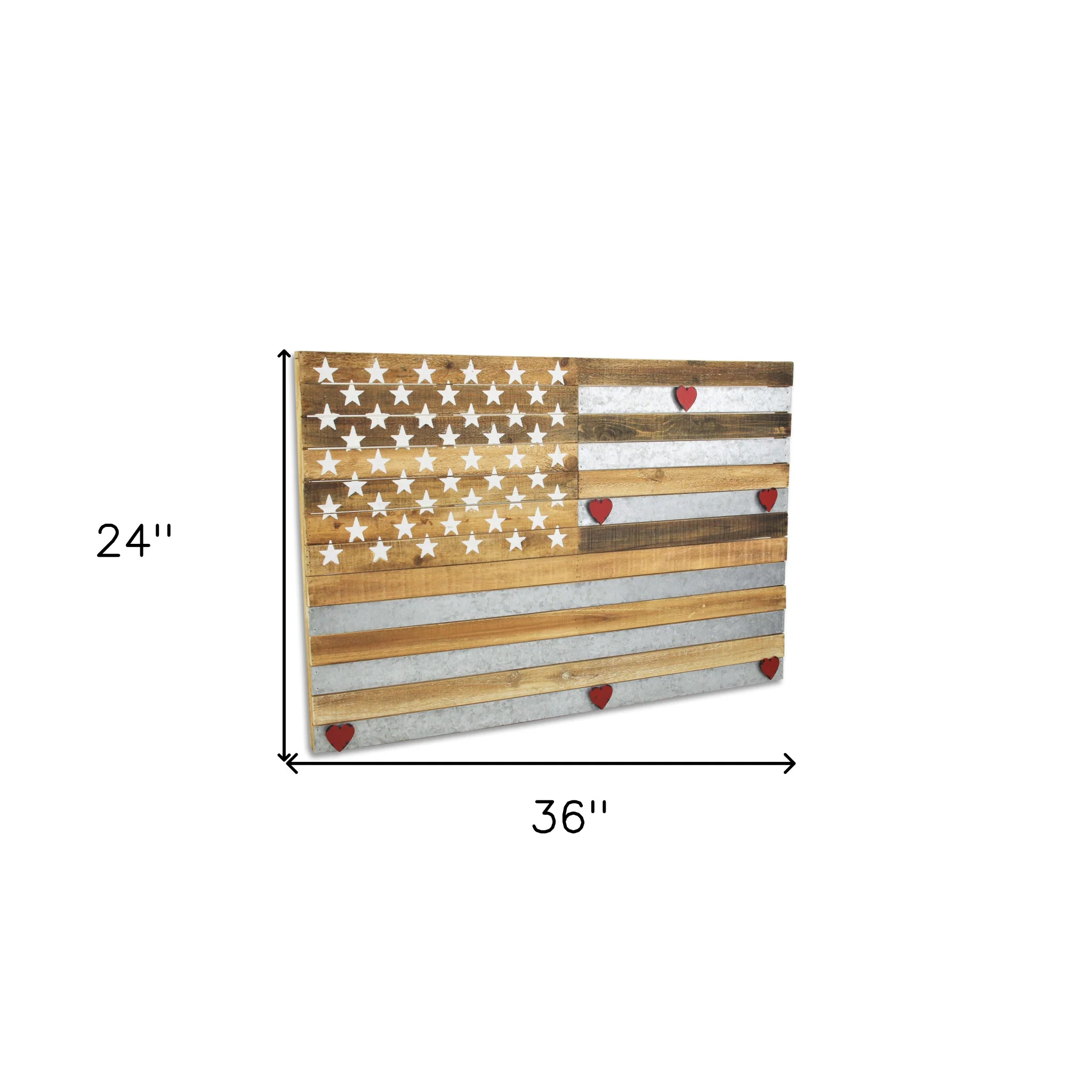 Brown and Gray Stars And Stripes Wood and Metal Hanging Dimensional Sculpture By Homeroots - Image 5