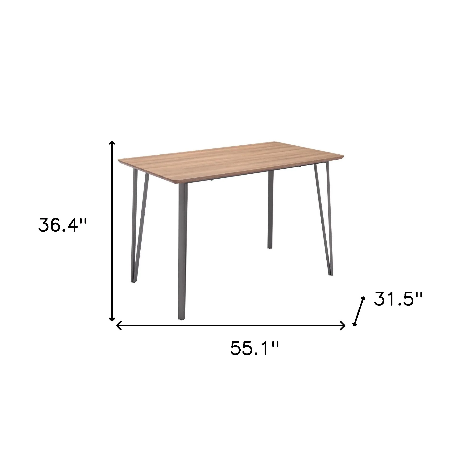 Brown And Gray Wood And Steel Dining Table By Homeroots - Image 2
