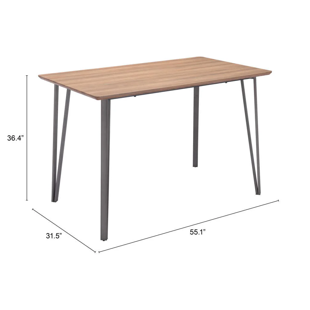 Brown And Gray Wood And Steel Dining Table By Homeroots - Image 3