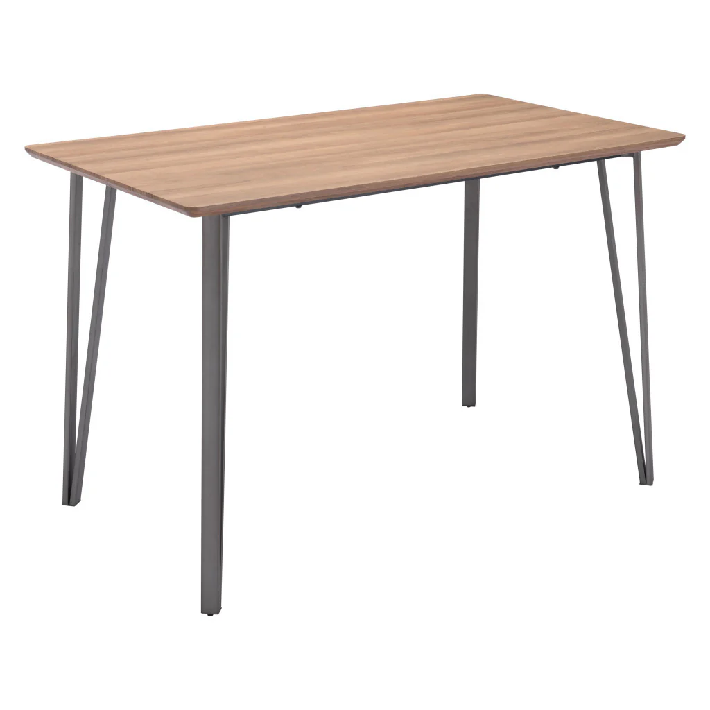 Brown And Gray Wood And Steel Dining Table By Homeroots - Image 4