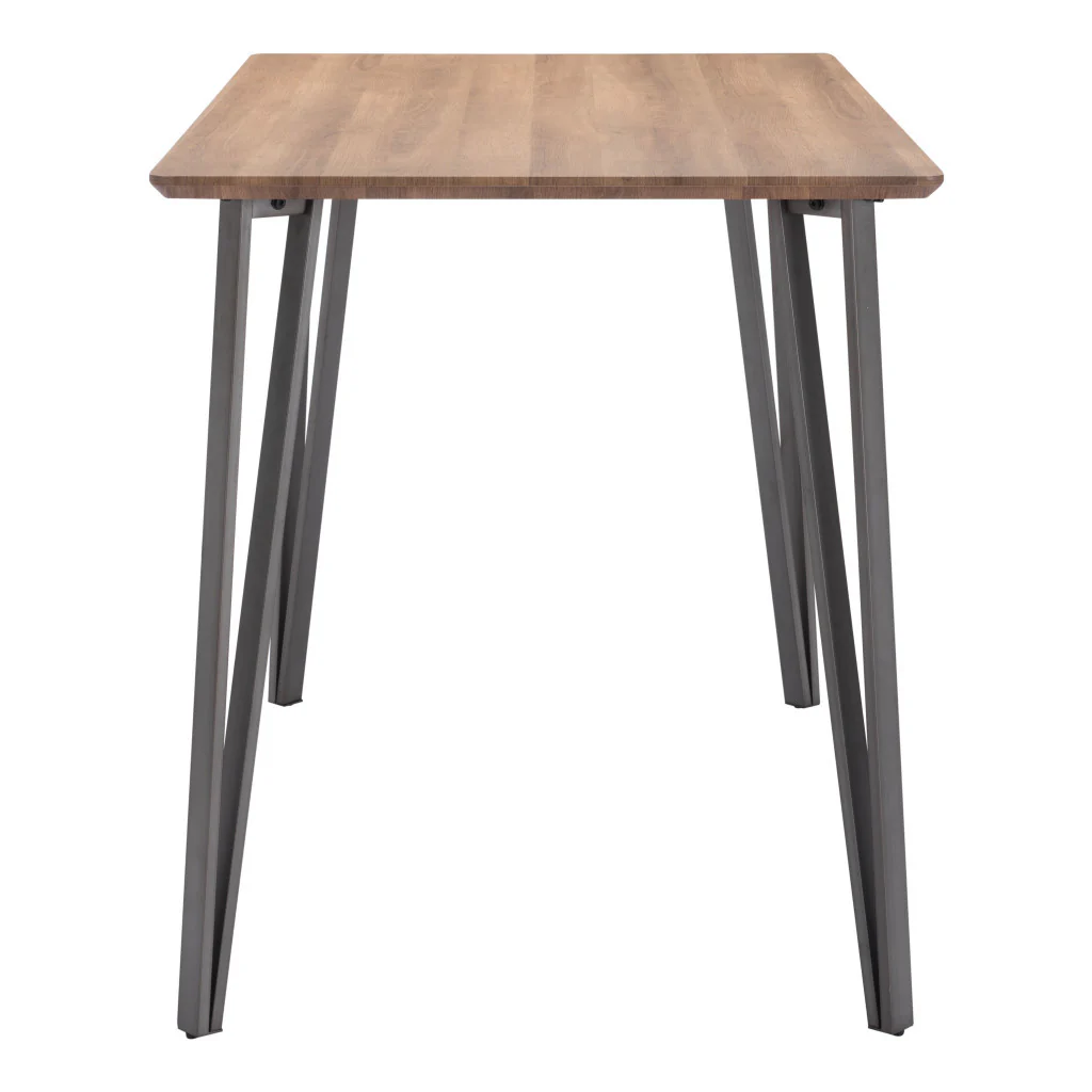 Brown And Gray Wood And Steel Dining Table By Homeroots - Image 5