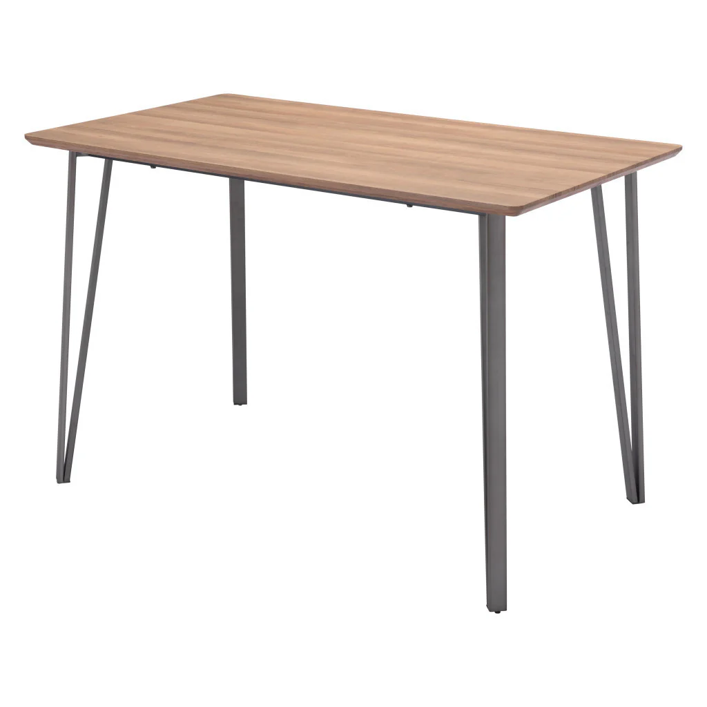 Brown And Gray Wood And Steel Dining Table By Homeroots - Image 7