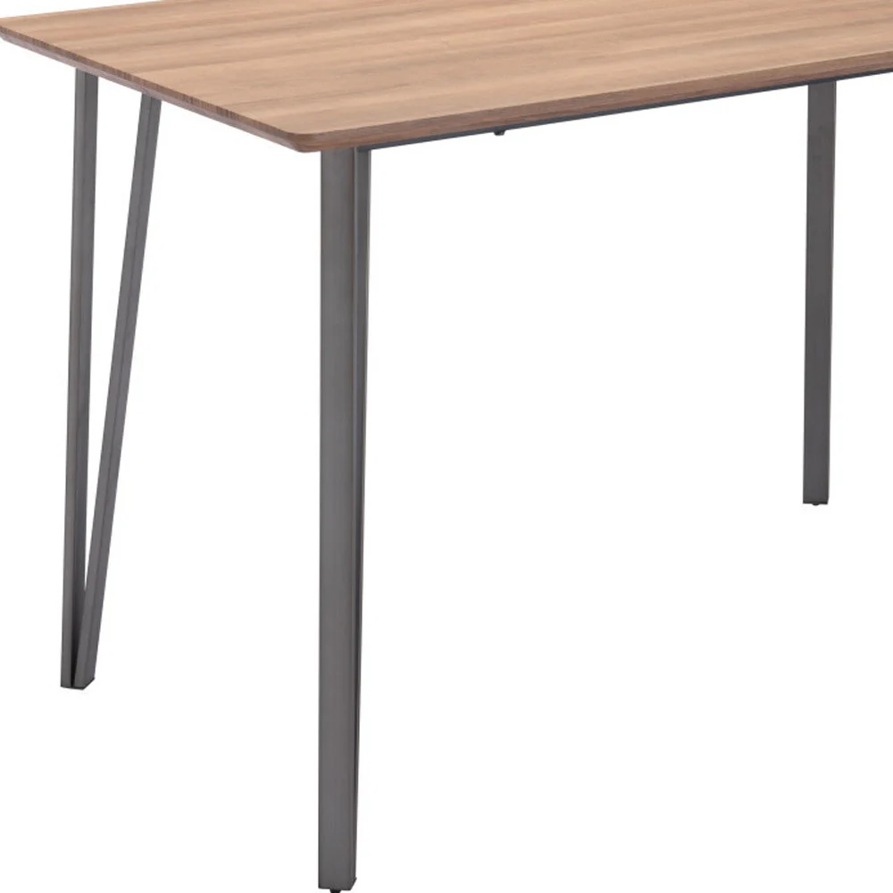 Brown And Gray Wood And Steel Dining Table By Homeroots - Image 8