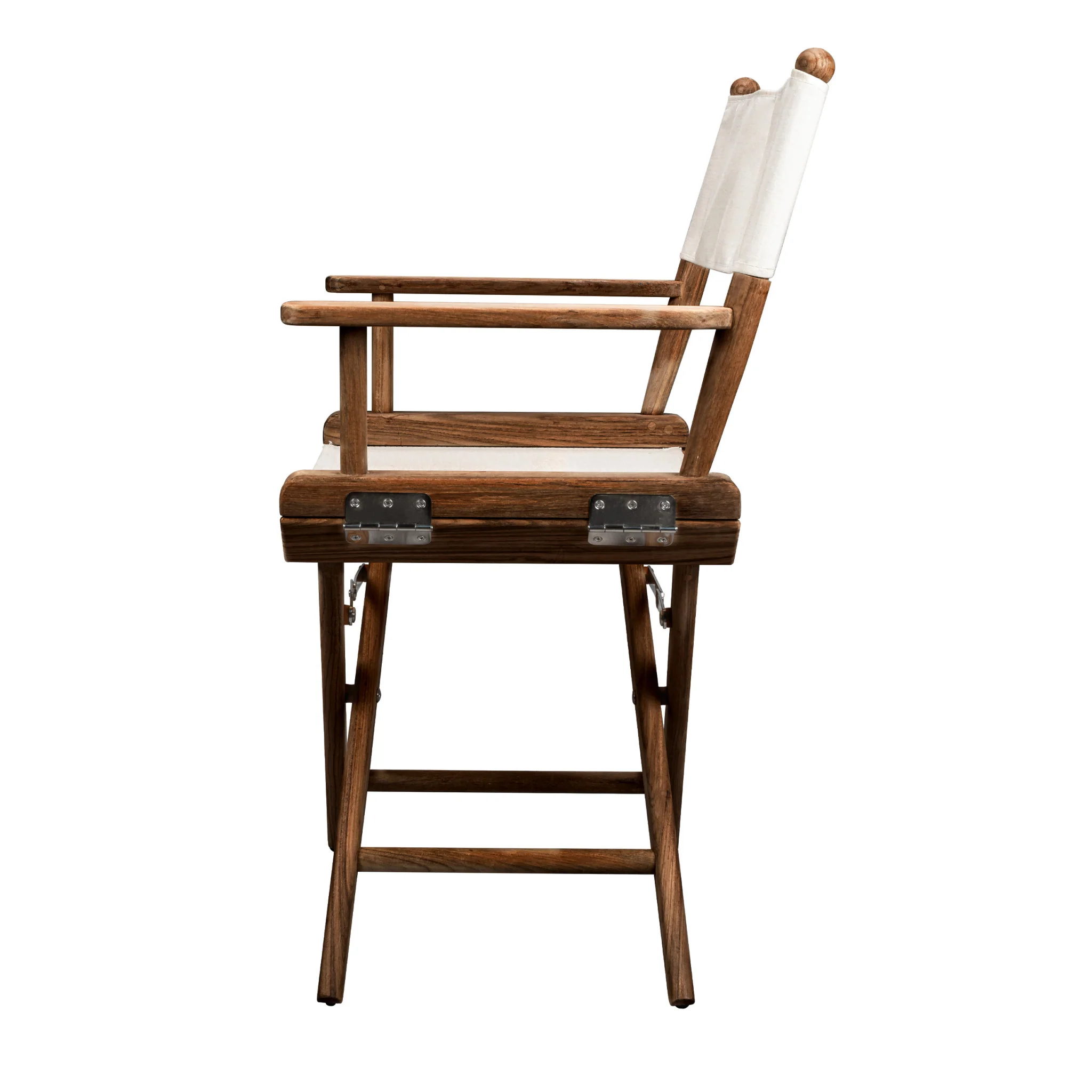 Brown and Ivory and Natural Wood Solid Wood Indoor Outdoor Director Chair By Homeroots - Image 3