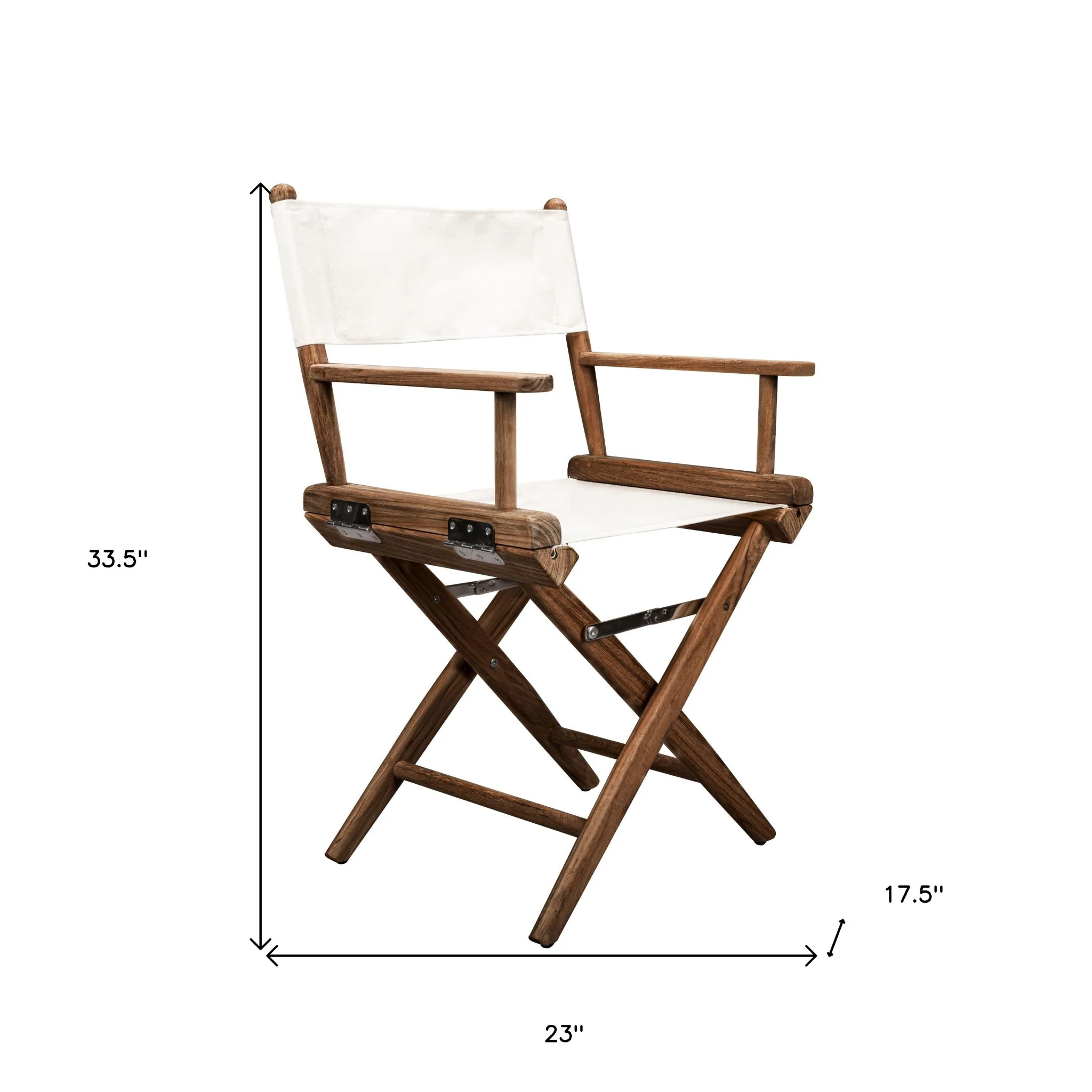 Brown and Ivory and Natural Wood Solid Wood Indoor Outdoor Director Chair By Homeroots - Image 5