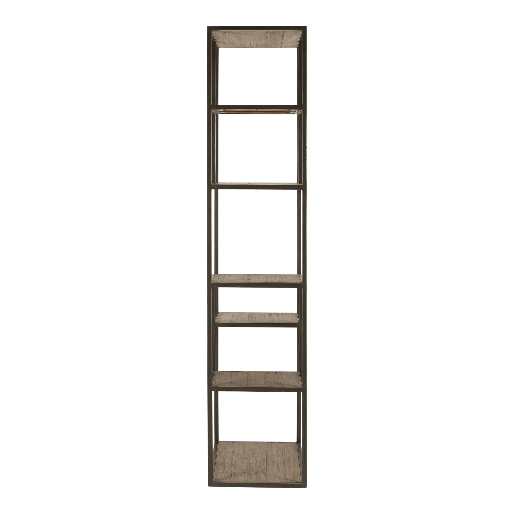 Brown And Natural Metal and Wood Seven Tier Bookcase By Homeroots - Image 3