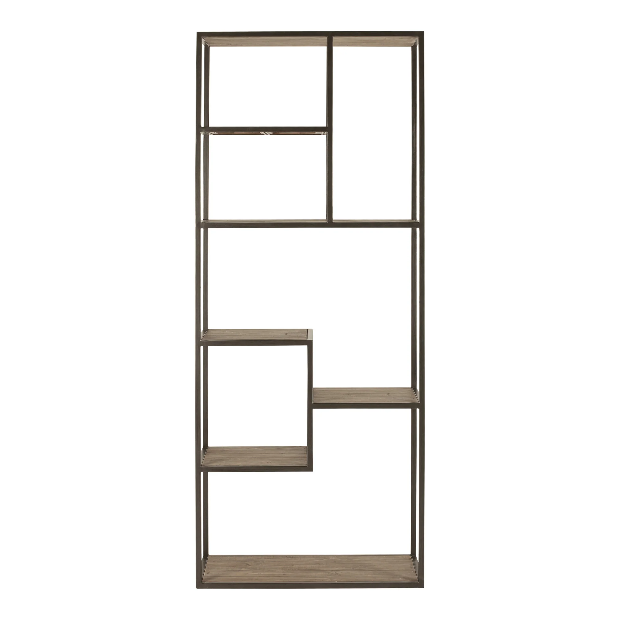 Brown And Natural Metal and Wood Seven Tier Bookcase By Homeroots - Image 6