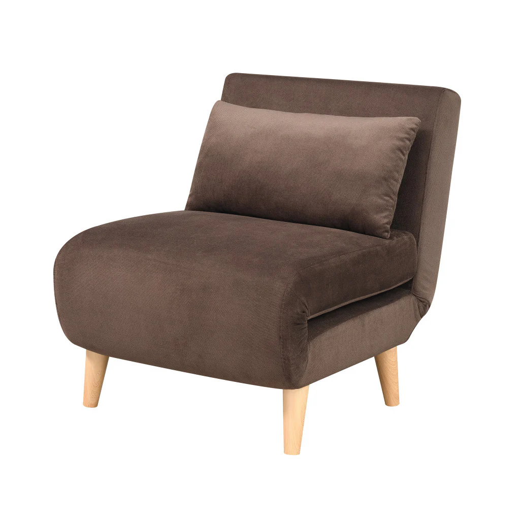 Brown and Natural Upholstered Convertible Chair And Toss Pillow By Homeroots - Image 2