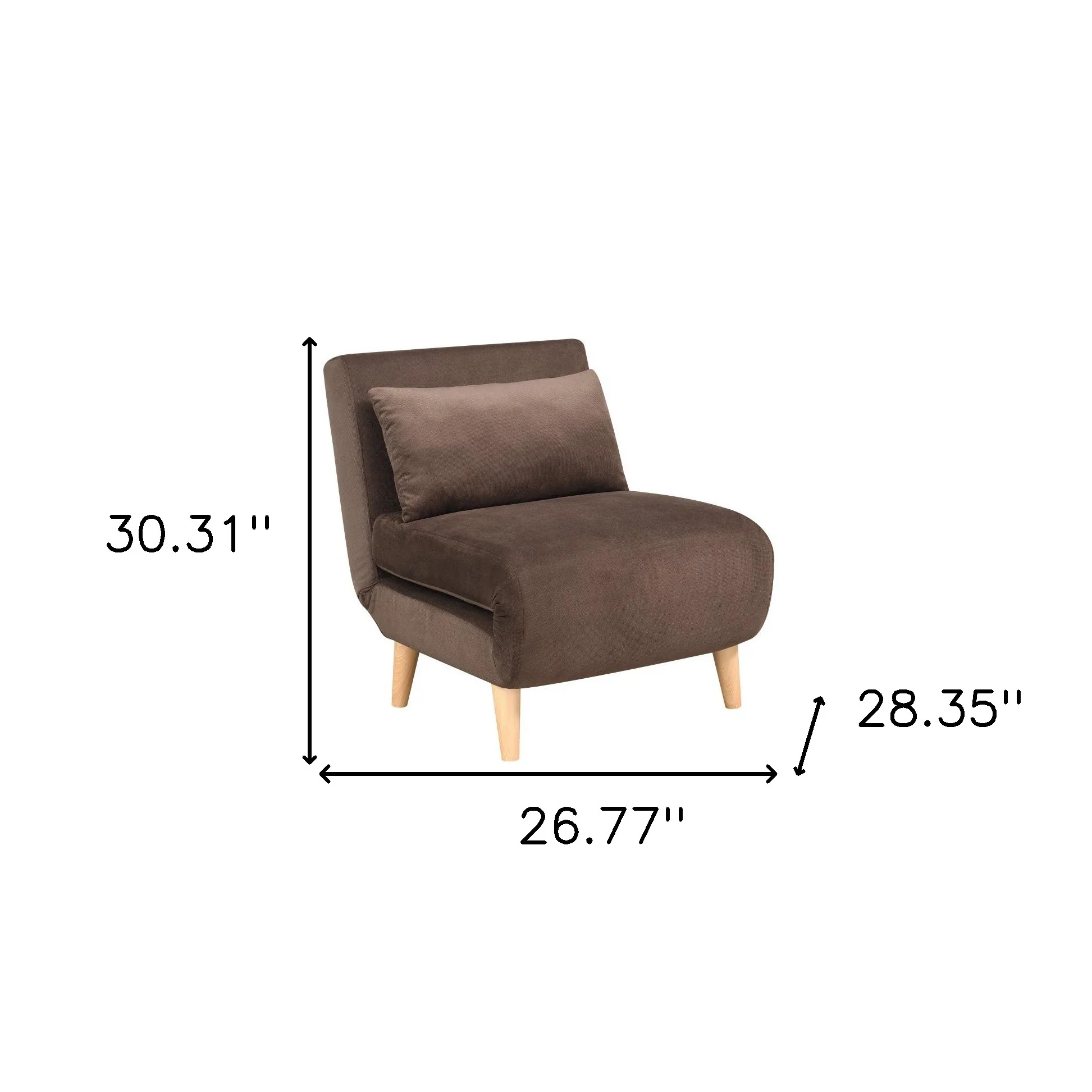 Brown and Natural Upholstered Convertible Chair And Toss Pillow By Homeroots - Image 4