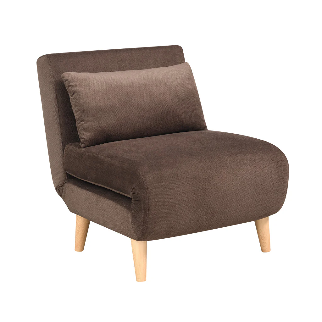 Brown and Natural Upholstered Convertible Chair And Toss Pillow By Homeroots - Image 5