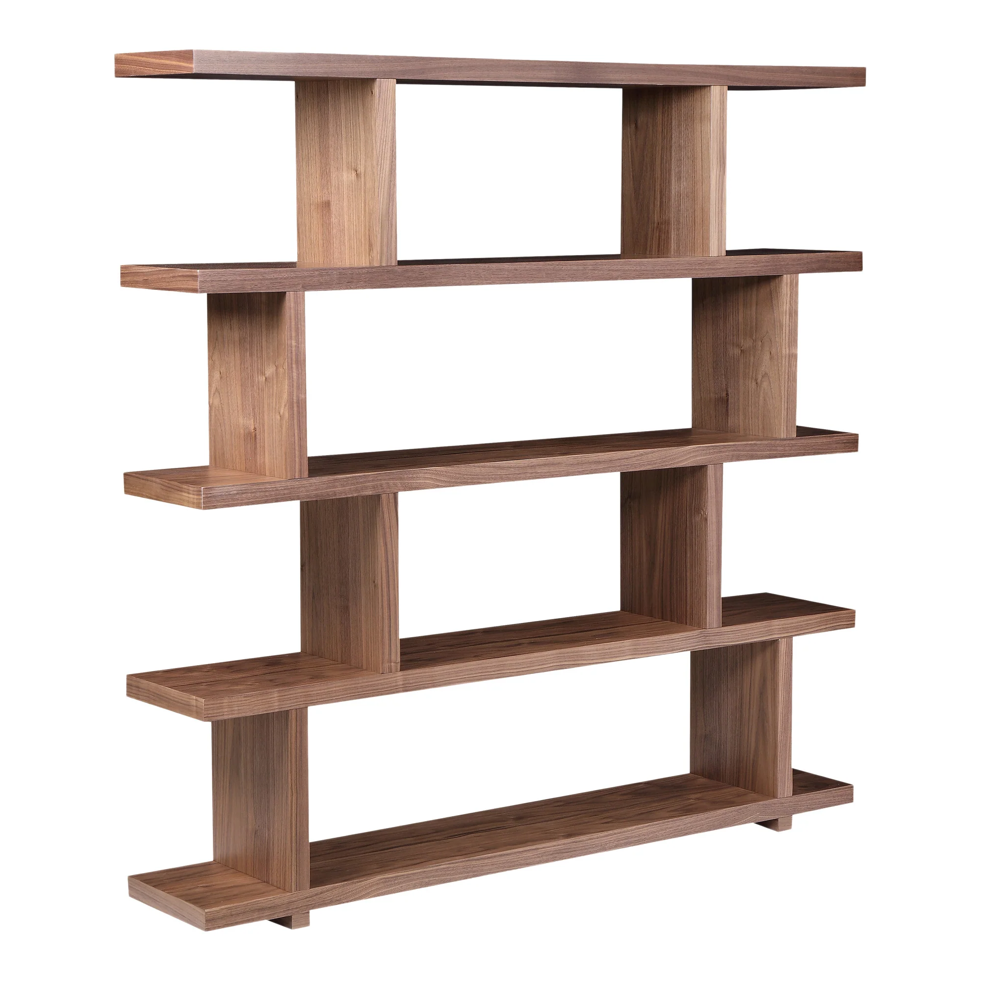 Brown And Natural Wood Five Tier Bookcase By Homeroots - Image 2