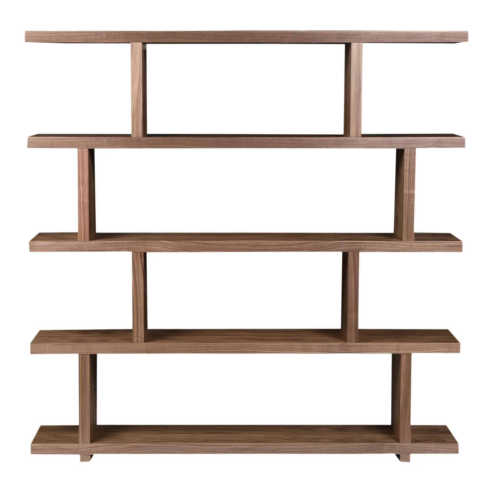 Brown And Natural Wood Five Tier Bookcase By Homeroots - Image 5