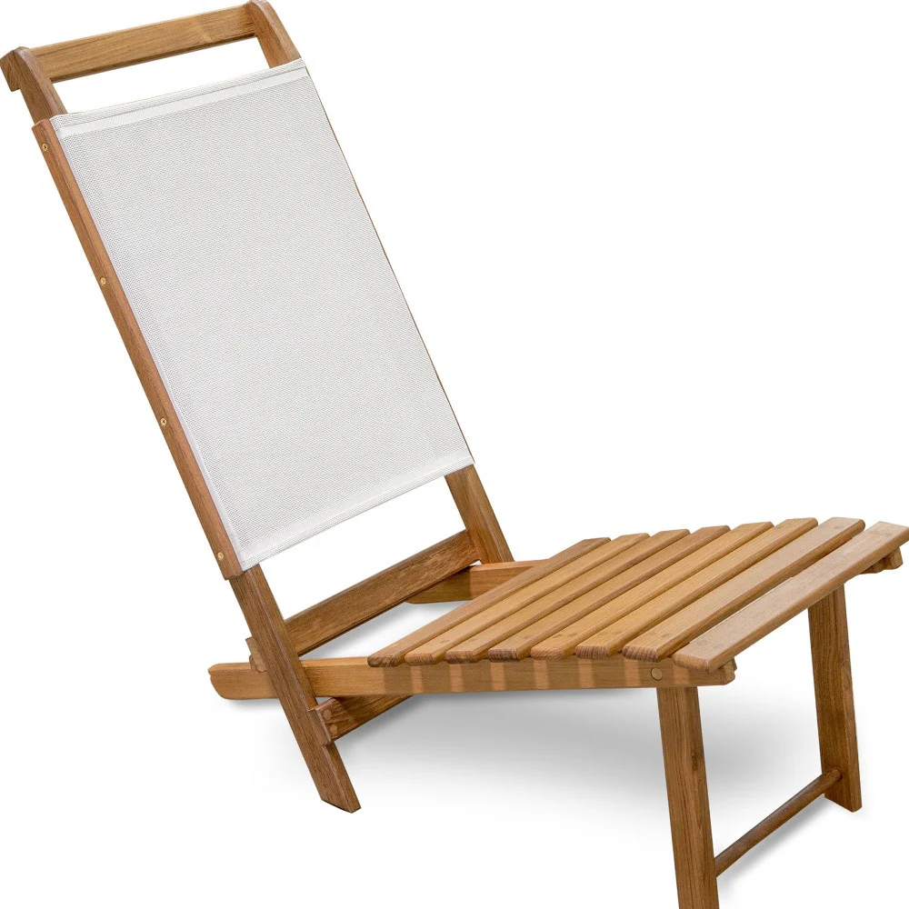 Brown and Natural Wood Solid Wood Outdoor Deck Chair By Homeroots - Image 2