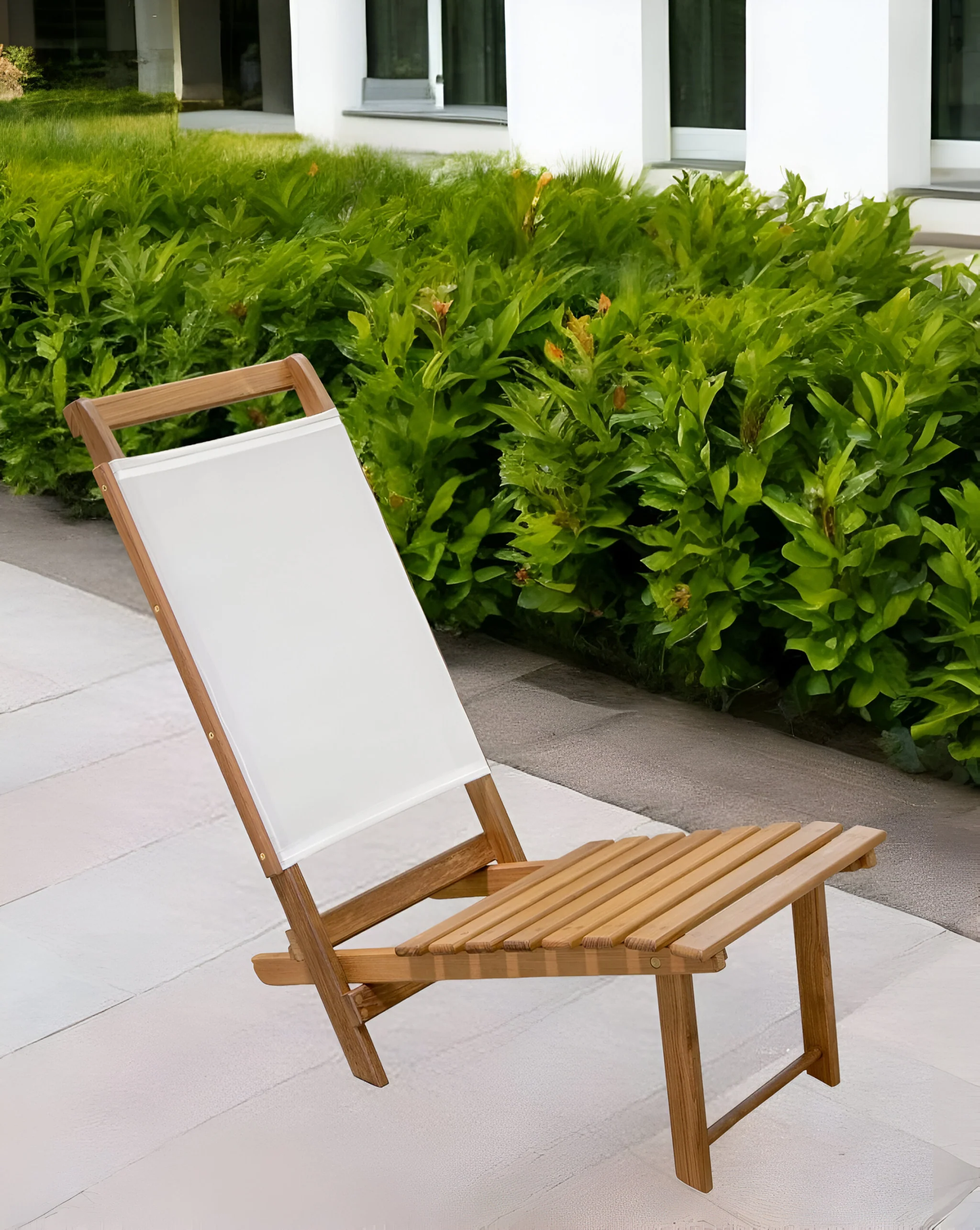 Brown and Natural Wood Solid Wood Outdoor Deck Chair By Homeroots - Image 4