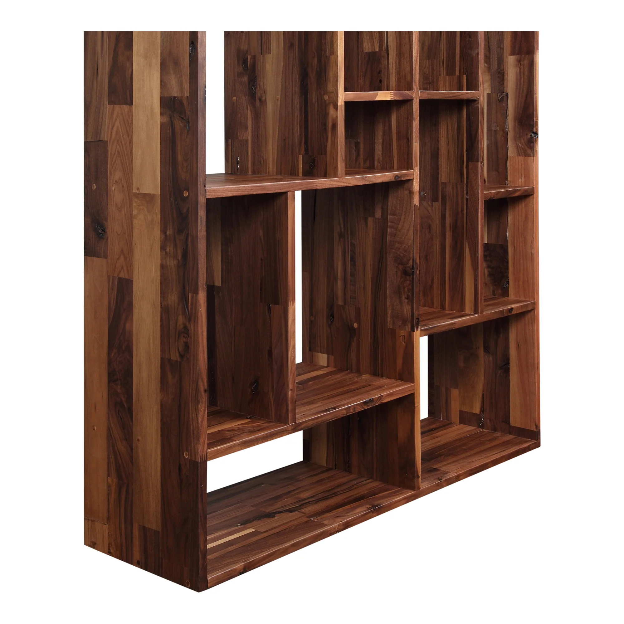 Brown And Natural Wood Ten Tier Bookcase By Homeroots - Image 2