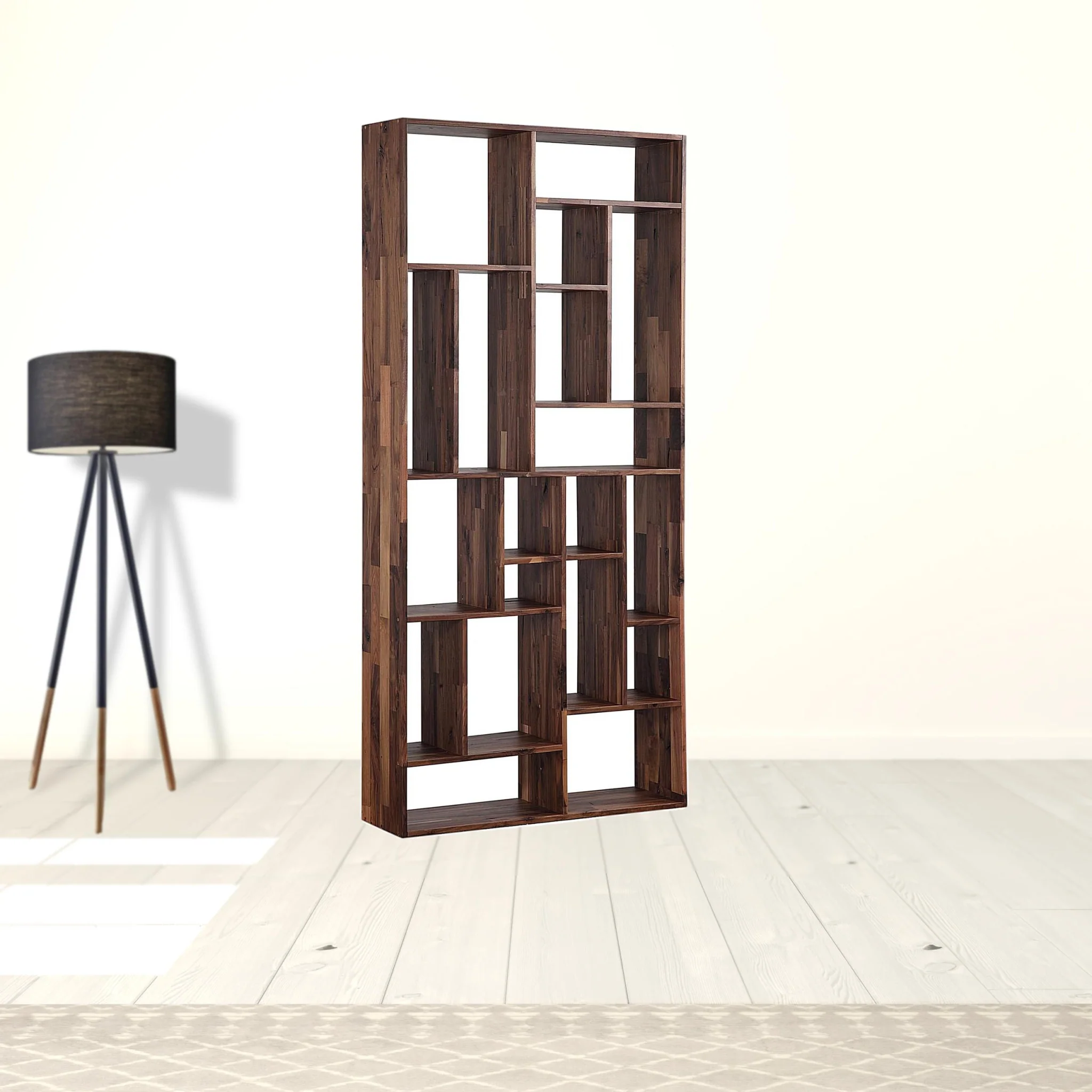 Brown And Natural Wood Ten Tier Bookcase By Homeroots - Image 3