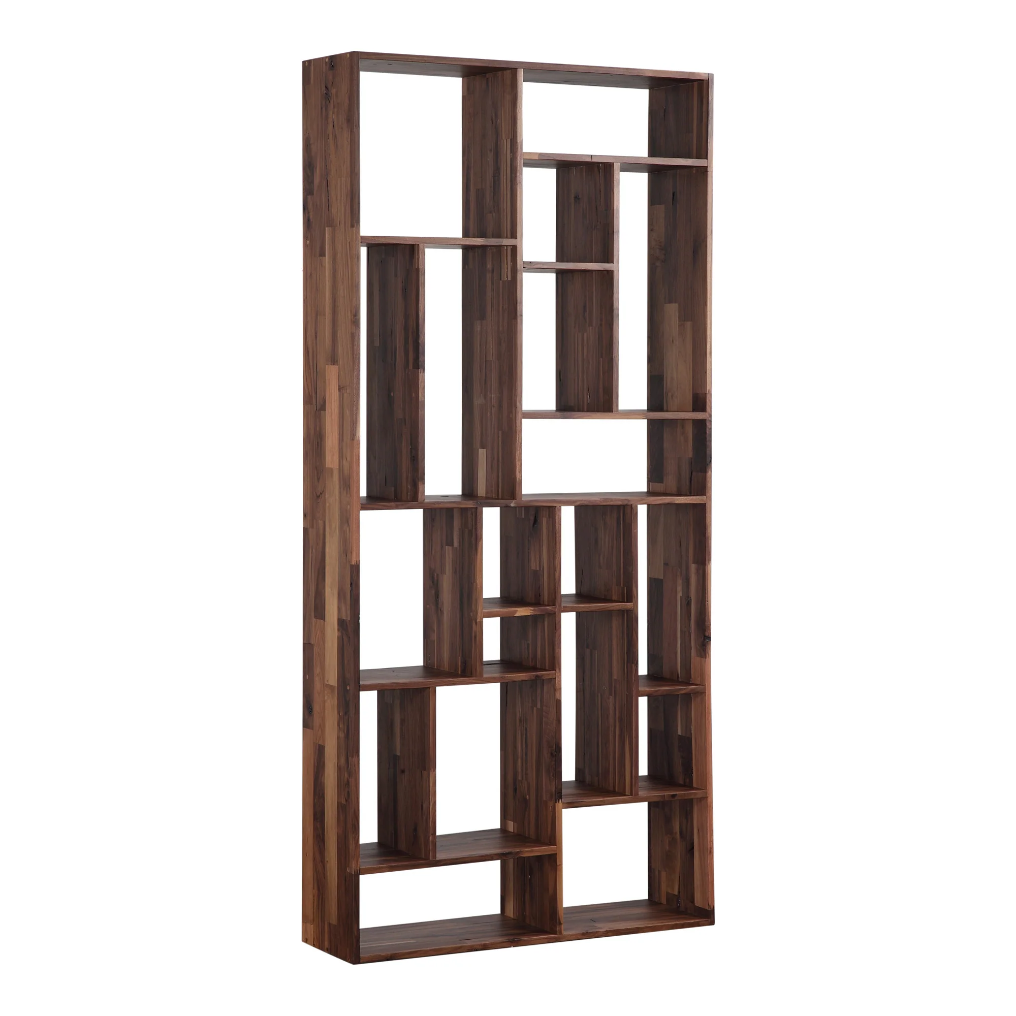 Brown And Natural Wood Ten Tier Bookcase By Homeroots - Image 5